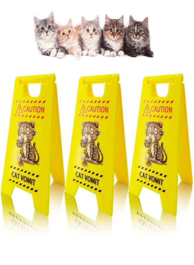 Zeptrix Cat Vomit Caution Sign 3Pcs Funny Mini Cat Warning Overstimulated Desk Signs for Cat Mom Dad Perfect Gag Gift for Women Men Pet Owners Best Friends Humor Enthusiasts Cat Themed Home Office Decorations - Image 1